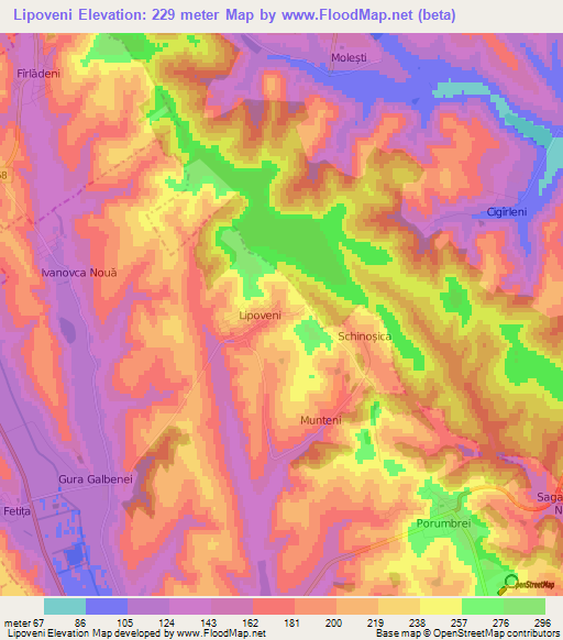 Lipoveni,Moldova Elevation Map