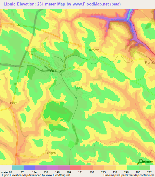 Lipnic,Moldova Elevation Map