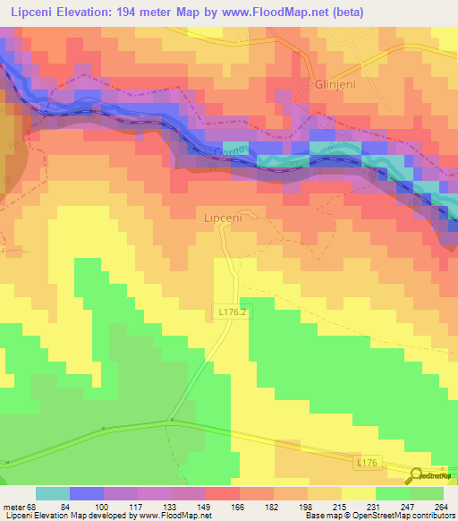 Lipceni,Moldova Elevation Map