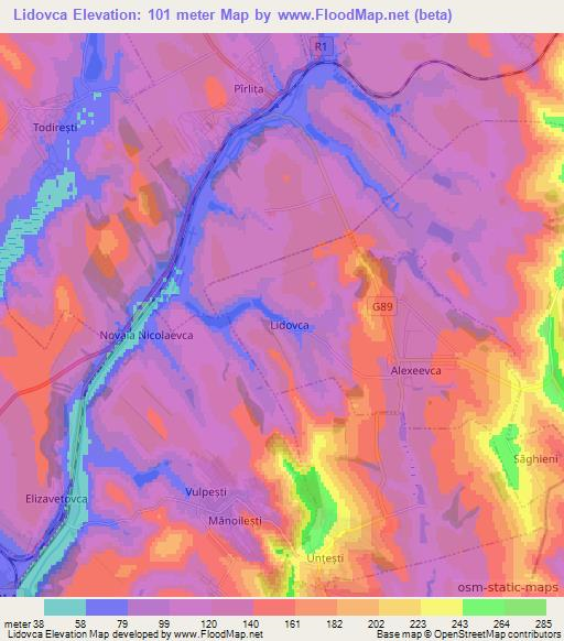 Lidovca,Moldova Elevation Map