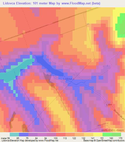 Lidovca,Moldova Elevation Map