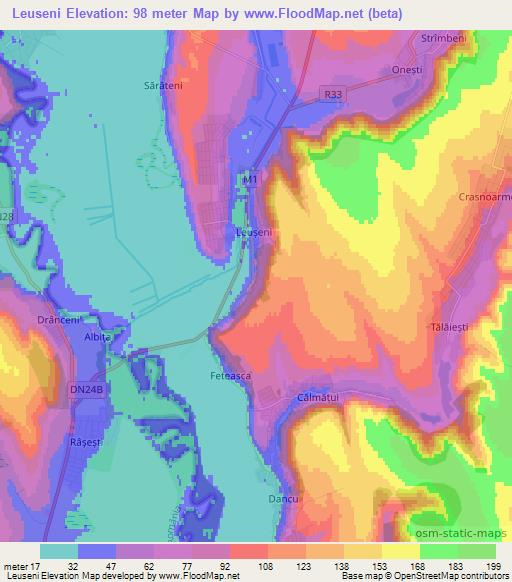 Leuseni,Moldova Elevation Map