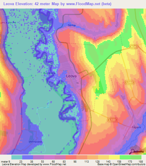 Leova,Moldova Elevation Map