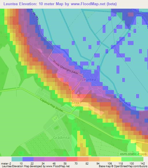 Leuntea,Moldova Elevation Map