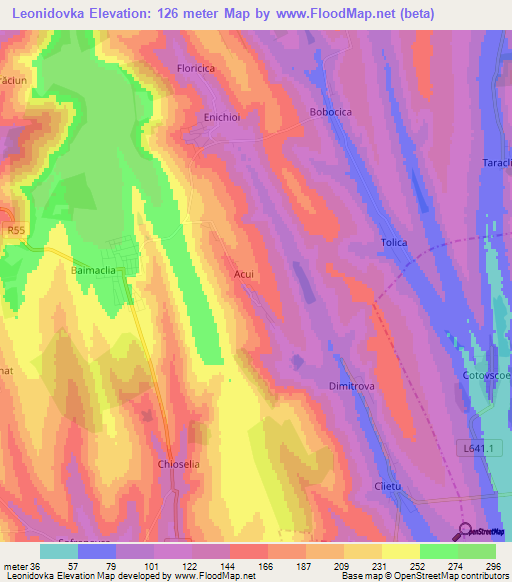 Leonidovka,Moldova Elevation Map