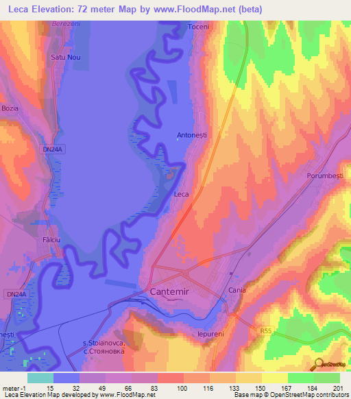 Leca,Moldova Elevation Map