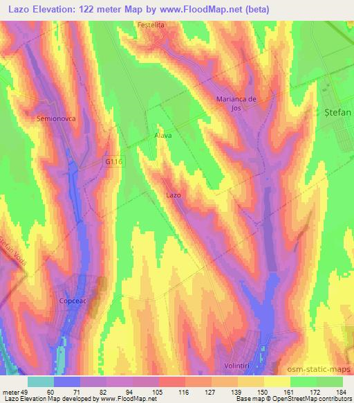 Lazo,Moldova Elevation Map