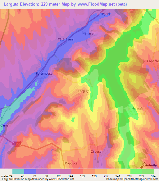 Larguta,Moldova Elevation Map