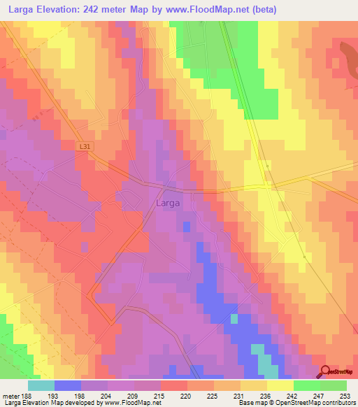 Larga,Moldova Elevation Map