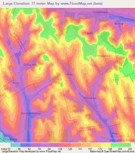 Larga,Moldova Elevation Map