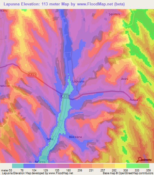 Lapusna,Moldova Elevation Map