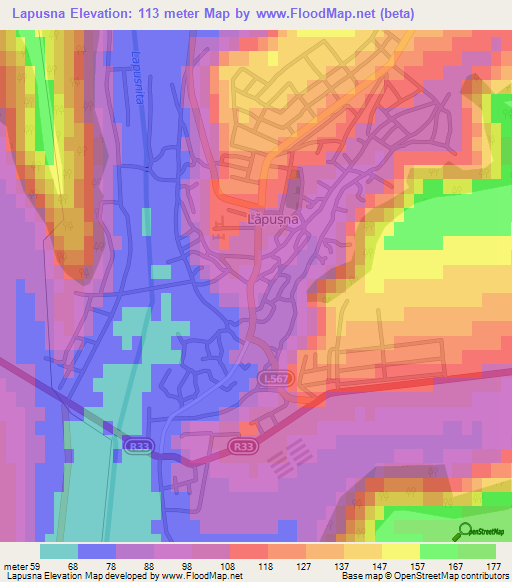 Lapusna,Moldova Elevation Map