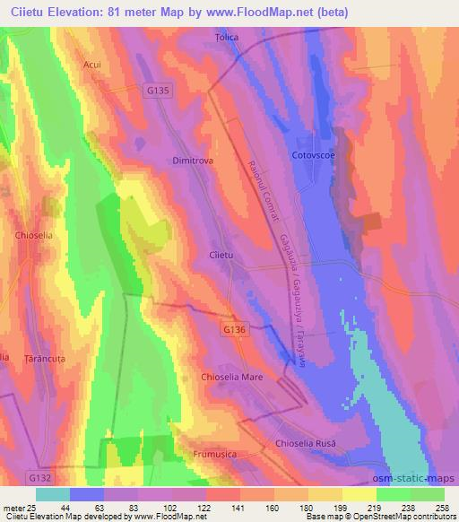 Ciietu,Moldova Elevation Map