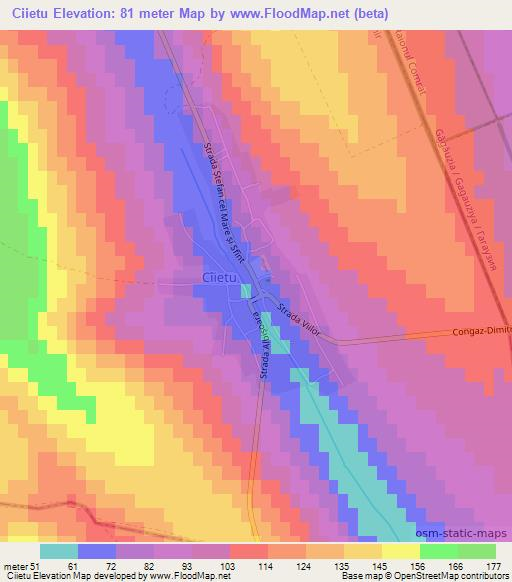 Ciietu,Moldova Elevation Map