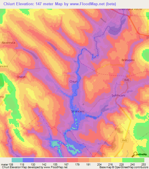 Chiurt,Moldova Elevation Map