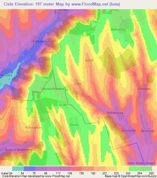 Cisla,Moldova Elevation Map