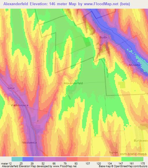 Alexanderfeld,Moldova Elevation Map