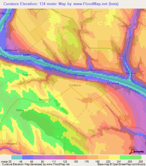 Curatura,Moldova Elevation Map