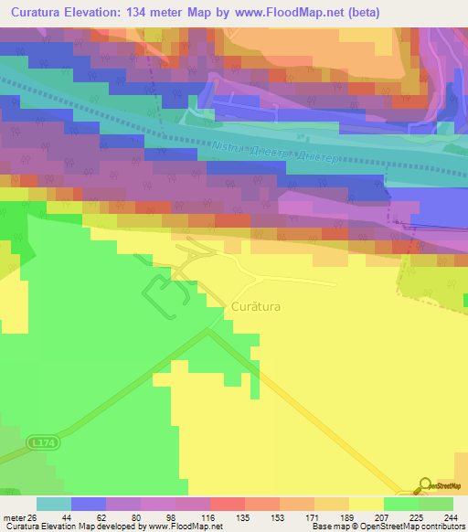 Curatura,Moldova Elevation Map