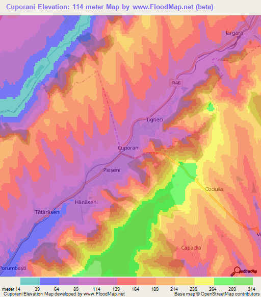 Cuporani,Moldova Elevation Map