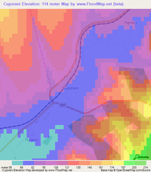 Cuporani,Moldova Elevation Map