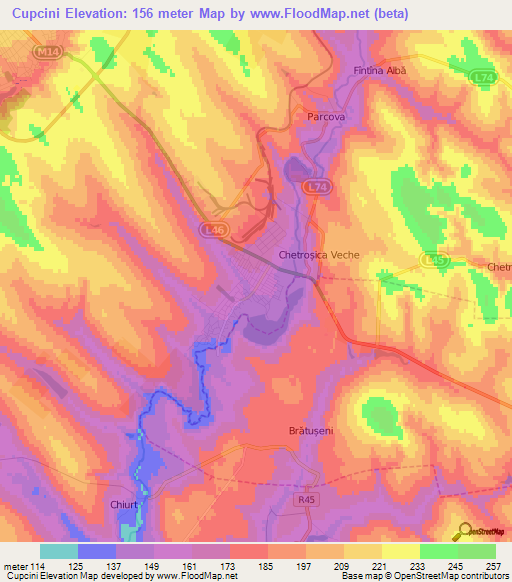 Cupcini,Moldova Elevation Map