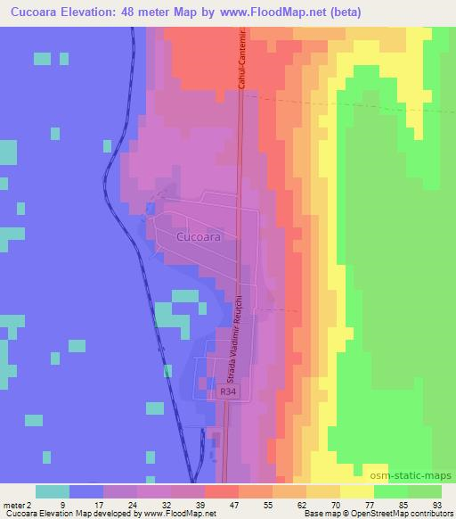 Cucoara,Moldova Elevation Map