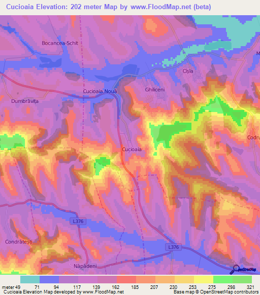 Cucioaia,Moldova Elevation Map