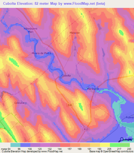 Cubolta,Moldova Elevation Map