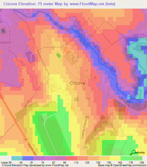 Cricova,Moldova Elevation Map