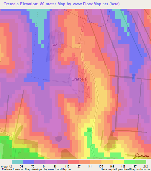 Cretoaia,Moldova Elevation Map