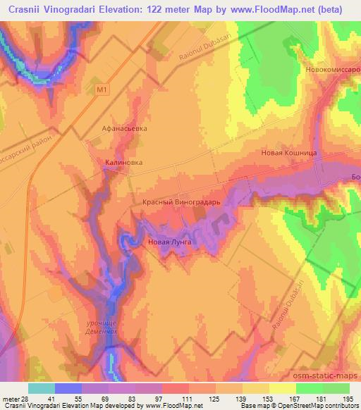 Crasnii Vinogradari,Moldova Elevation Map