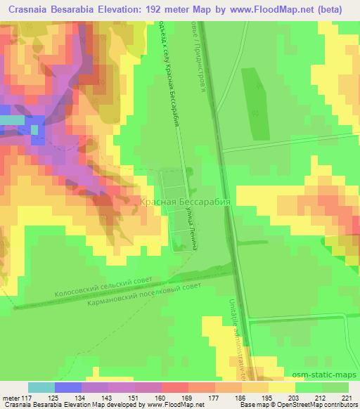 Crasnaia Besarabia,Moldova Elevation Map