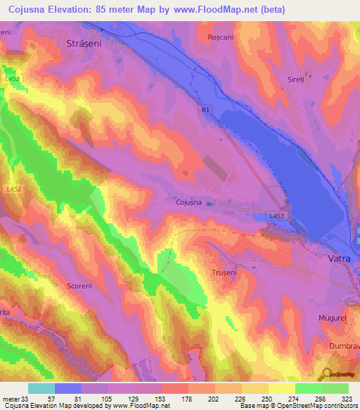 Cojusna,Moldova Elevation Map