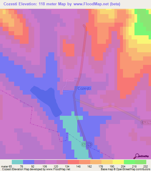 Cozesti,Moldova Elevation Map