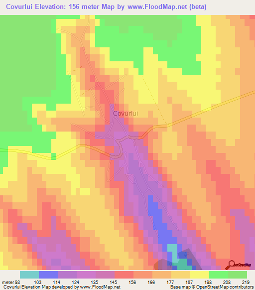 Covurlui,Moldova Elevation Map