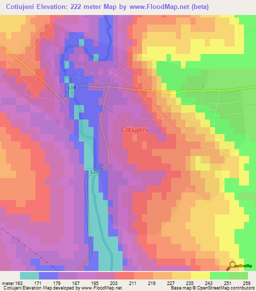 Cotiujeni,Moldova Elevation Map