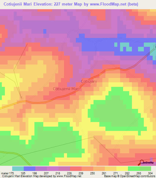 Cotiujenii Mari,Moldova Elevation Map