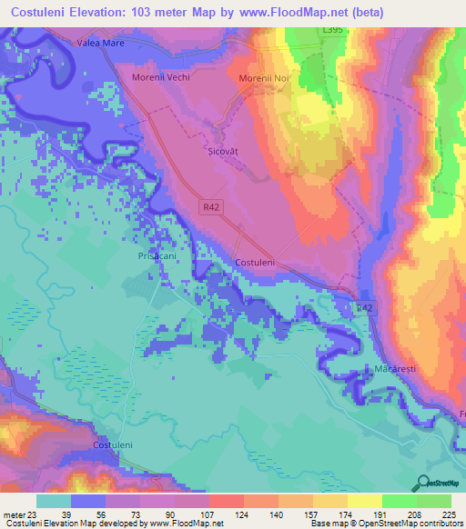 Costuleni,Moldova Elevation Map