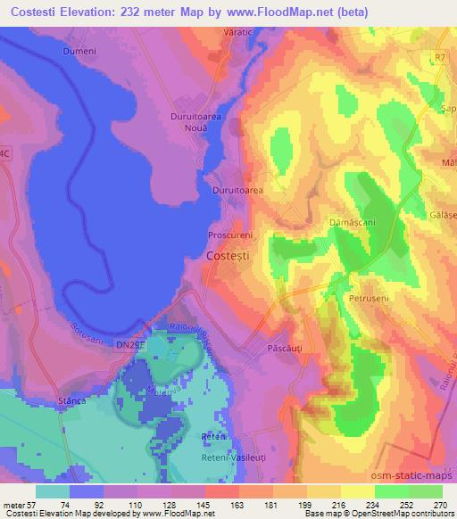 Costesti,Moldova Elevation Map