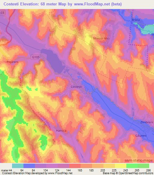 Costesti,Moldova Elevation Map