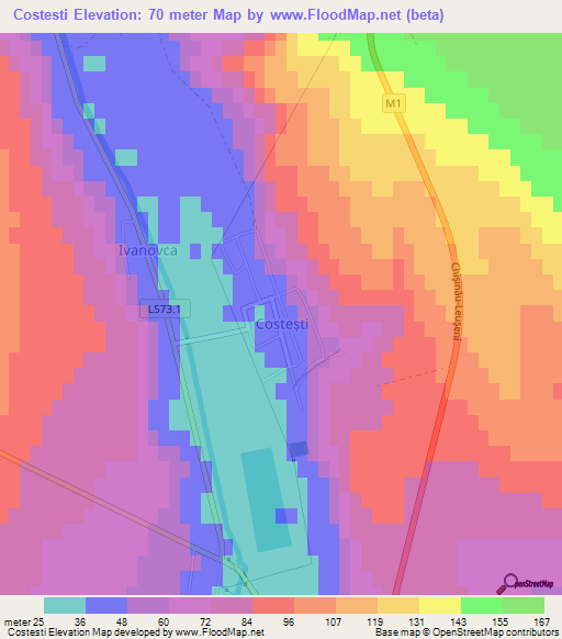 Costesti,Moldova Elevation Map