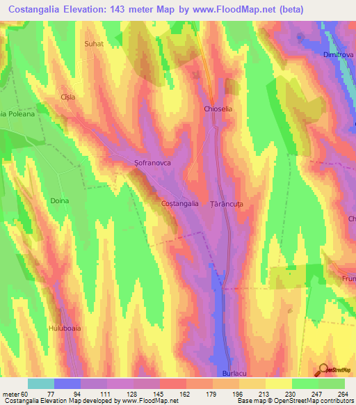 Costangalia,Moldova Elevation Map