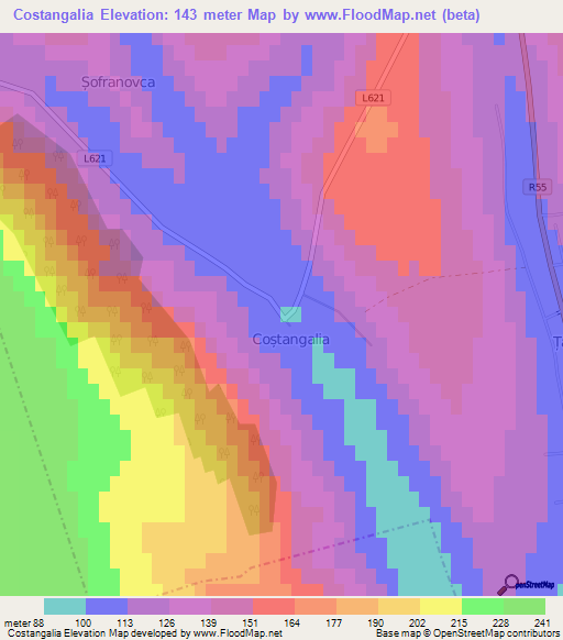 Costangalia,Moldova Elevation Map