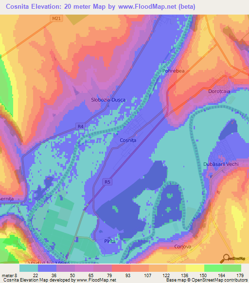 Cosnita,Moldova Elevation Map