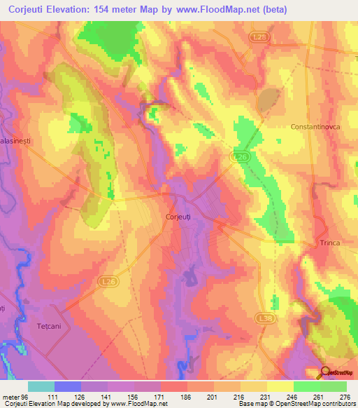 Corjeuti,Moldova Elevation Map