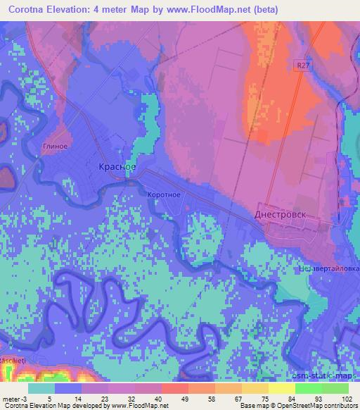 Corotna,Moldova Elevation Map