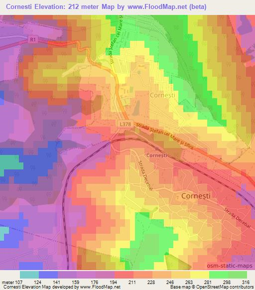 Cornesti,Moldova Elevation Map