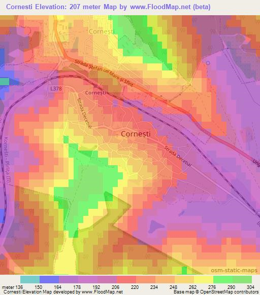 Cornesti,Moldova Elevation Map