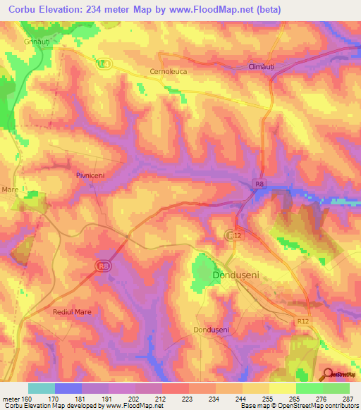 Corbu,Moldova Elevation Map